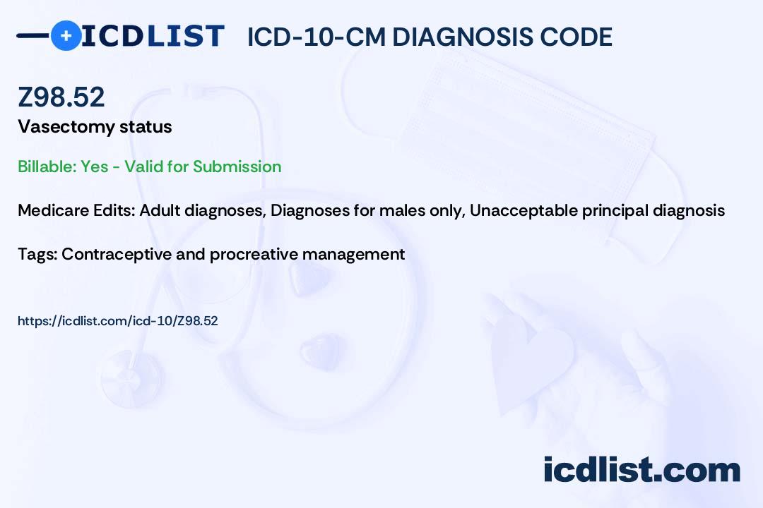 visit for vasectomy evaluation icd 10